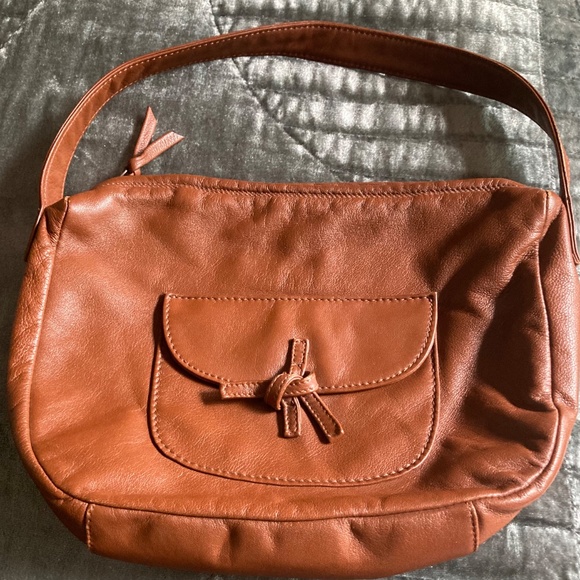 LES COPAINS Leather shoulder bag Tan - Picture 3 of 4